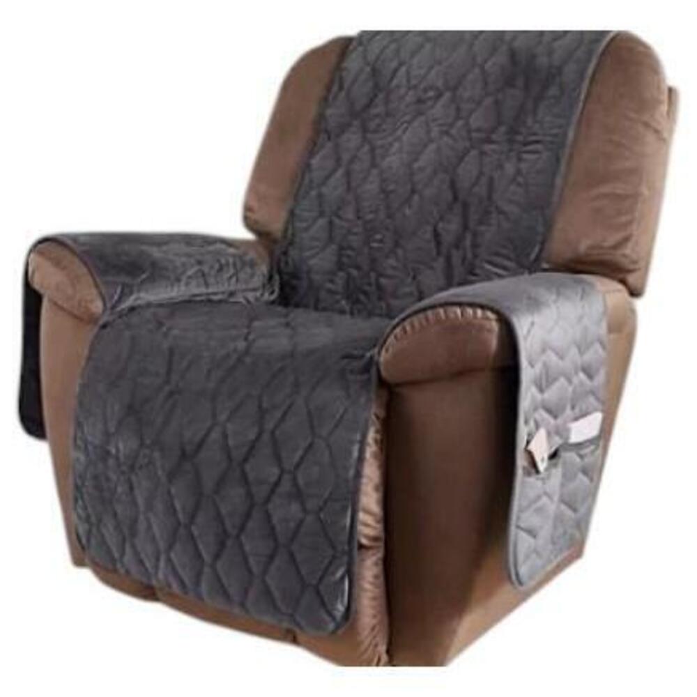 Home Reflections Micromink Pin-Sonic Recliner Cover Charcoal